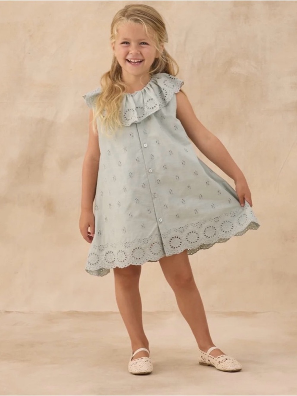 NWT Rylee + Cru Marina Embroidered Dress in Seafoam Sz 6/7